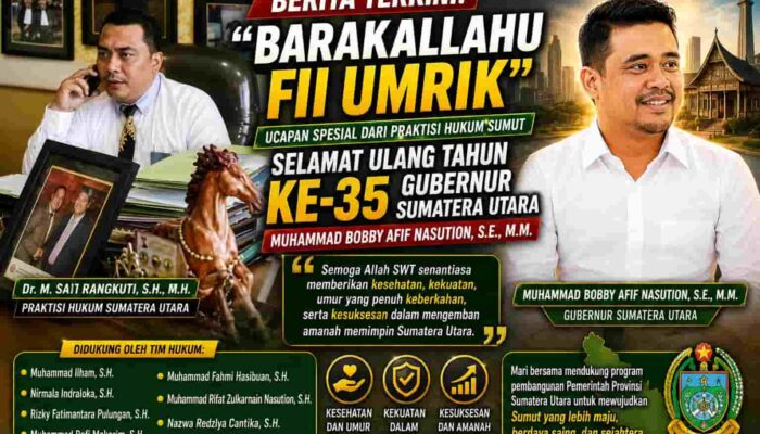Barakallahu Fii Umrik Bobby Nasution, Dr. M. Sa’i Rangkuti Doakan Gubernur Sumut Selalu Sehat dan Sukses Memimpin
