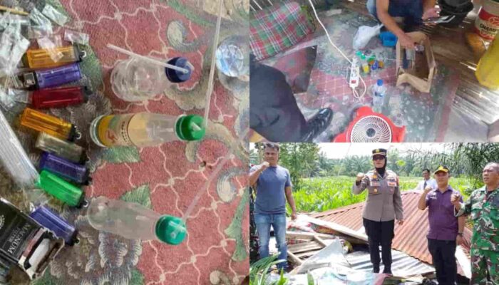 Operasi Gabungan di Hamparan Perak, Barak Diduga Tempat Penyalahgunaan Narkoba Dibakar Aparat