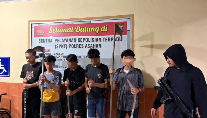 Lima Remaja Diamankan di Asahan, Sajam Diduga Disiapkan untuk Tawuran
